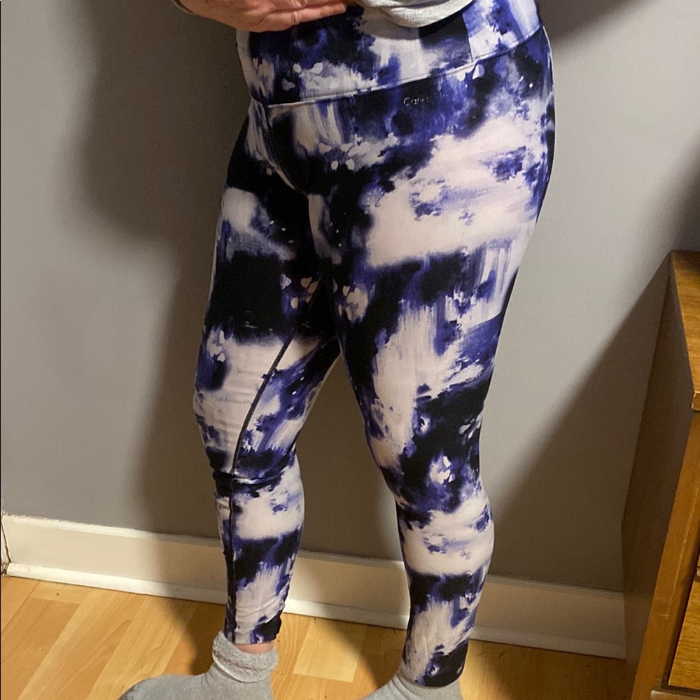 Calvin Klein Blue and White Tie-Dye Leggings